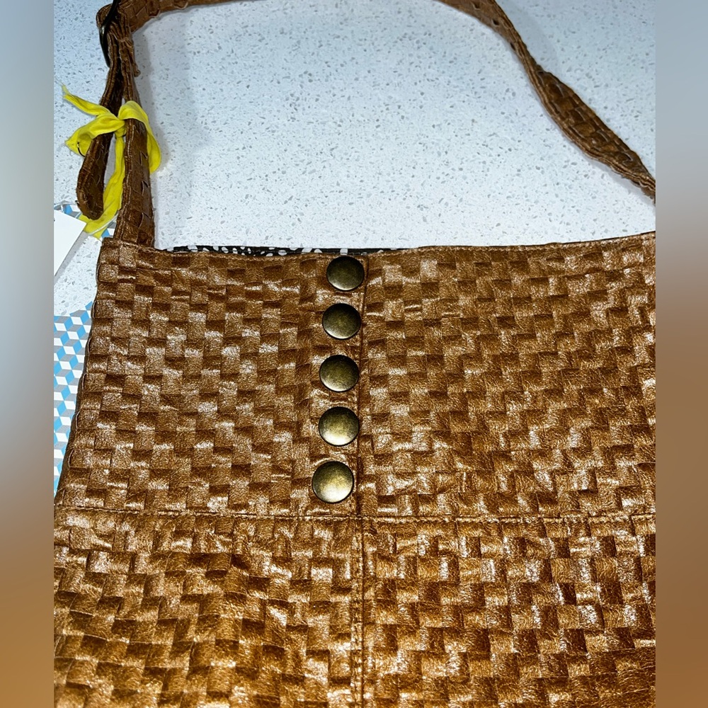 Industry Brand 18”L Woven Tote Bag NWT Brown Faux Leather BasketWeave - Picture 5 of 13